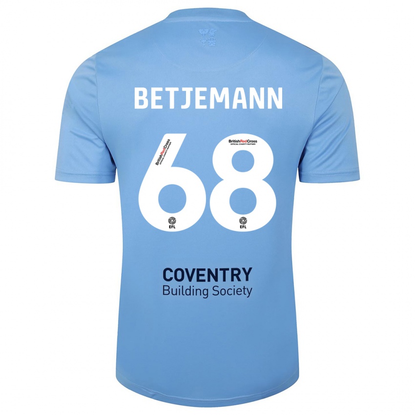 Męski Elliot Betjemann #68 Niebieskie Niebo Domowa Koszulka 2023/24 Koszulki Klubowe