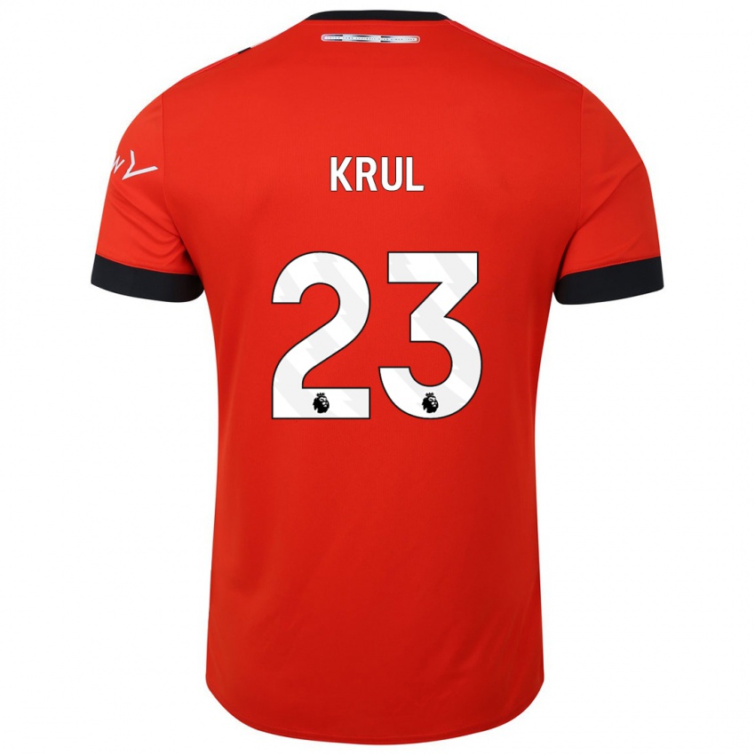 Męski Tim Krul #23 Czerwony Domowa Koszulka 2023/24 Koszulki Klubowe