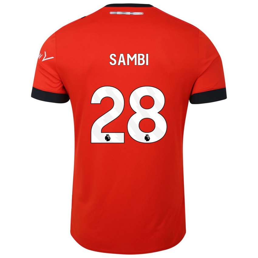 Męski Albert Sambi Lokonga #28 Czerwony Domowa Koszulka 2023/24 Koszulki Klubowe