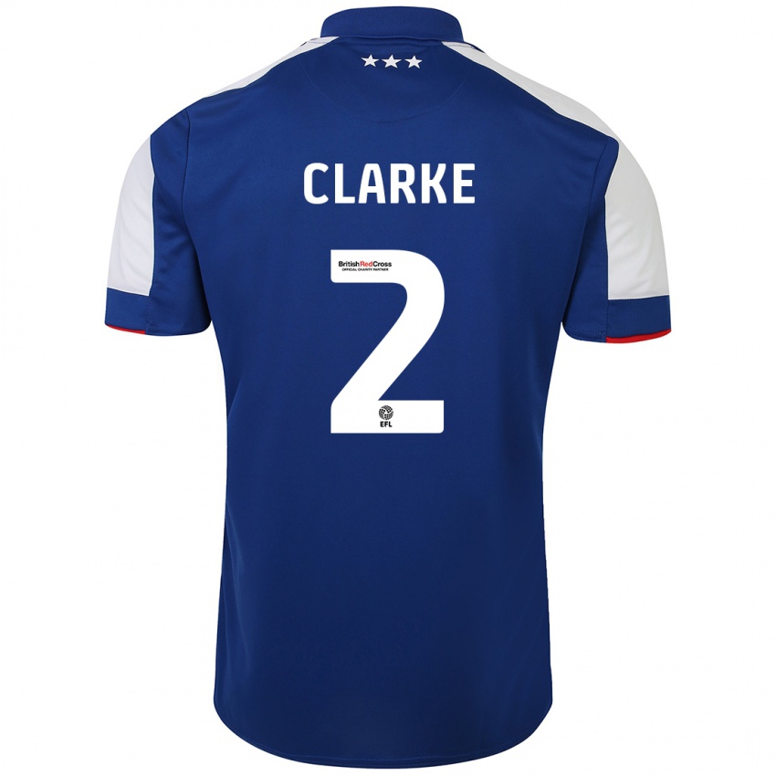 Męski Harry Clarke #2 Niebieski Domowa Koszulka 2023/24 Koszulki Klubowe