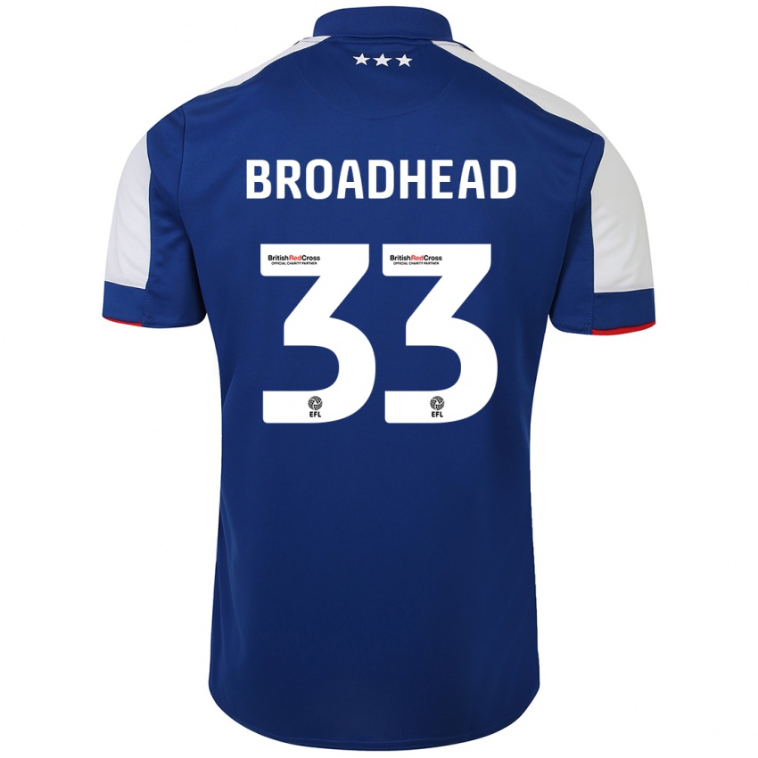 Męski Nathan Broadhead #33 Niebieski Domowa Koszulka 2023/24 Koszulki Klubowe
