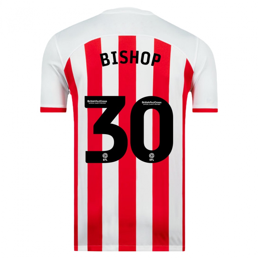 Męski Nathan Bishop #30 Biały Domowa Koszulka 2023/24 Koszulki Klubowe