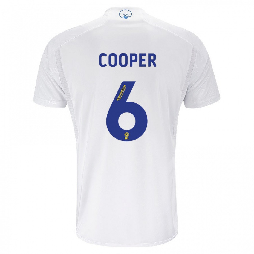Męski Liam Cooper #6 Biały Domowa Koszulka 2023/24 Koszulki Klubowe