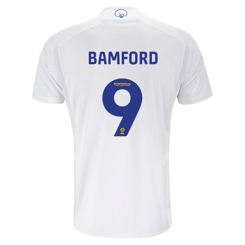 Męski Patrick Bamford #9 Biały Domowa Koszulka 2023/24 Koszulki Klubowe