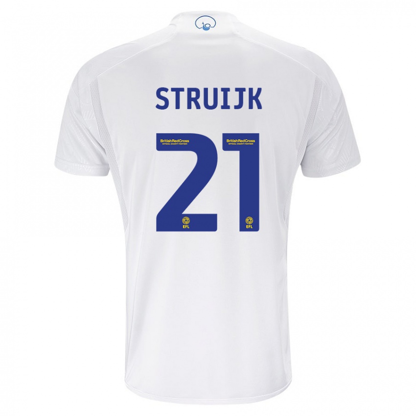 Męski Pascal Struijk #21 Biały Domowa Koszulka 2023/24 Koszulki Klubowe