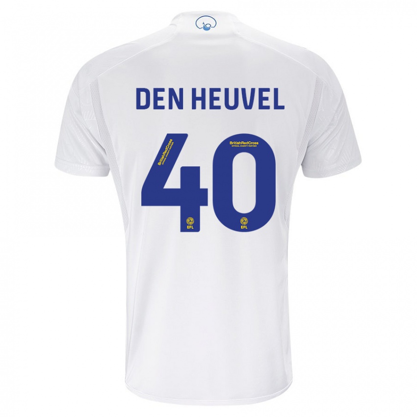 Męski Dani Van Den Heuvel #40 Biały Domowa Koszulka 2023/24 Koszulki Klubowe