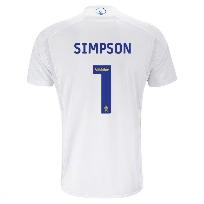 Męski Carrie Simpson #1 Biały Domowa Koszulka 2023/24 Koszulki Klubowe