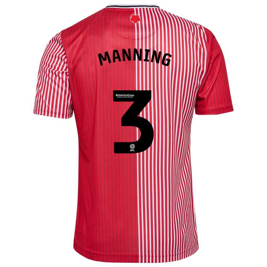 Męski Ryan Manning #3 Czerwony Domowa Koszulka 2023/24 Koszulki Klubowe