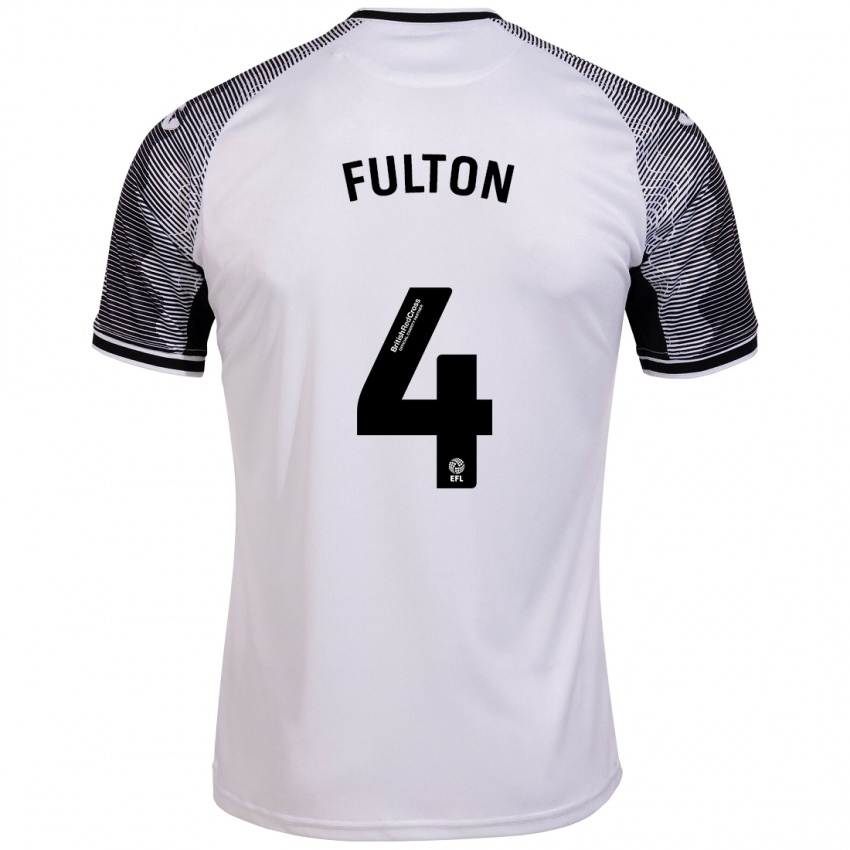 Męski Jay Fulton #4 Biały Domowa Koszulka 2023/24 Koszulki Klubowe