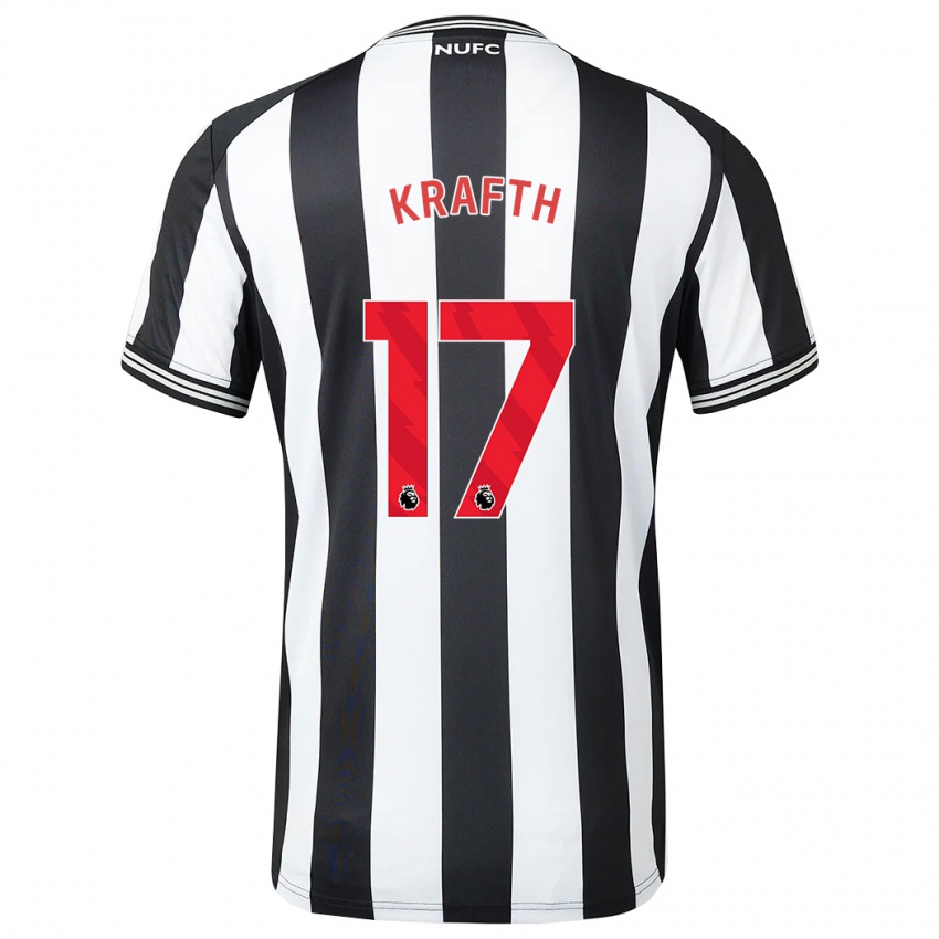 Męski Emil Krafth #17 Czarny Biały Domowa Koszulka 2023/24 Koszulki Klubowe