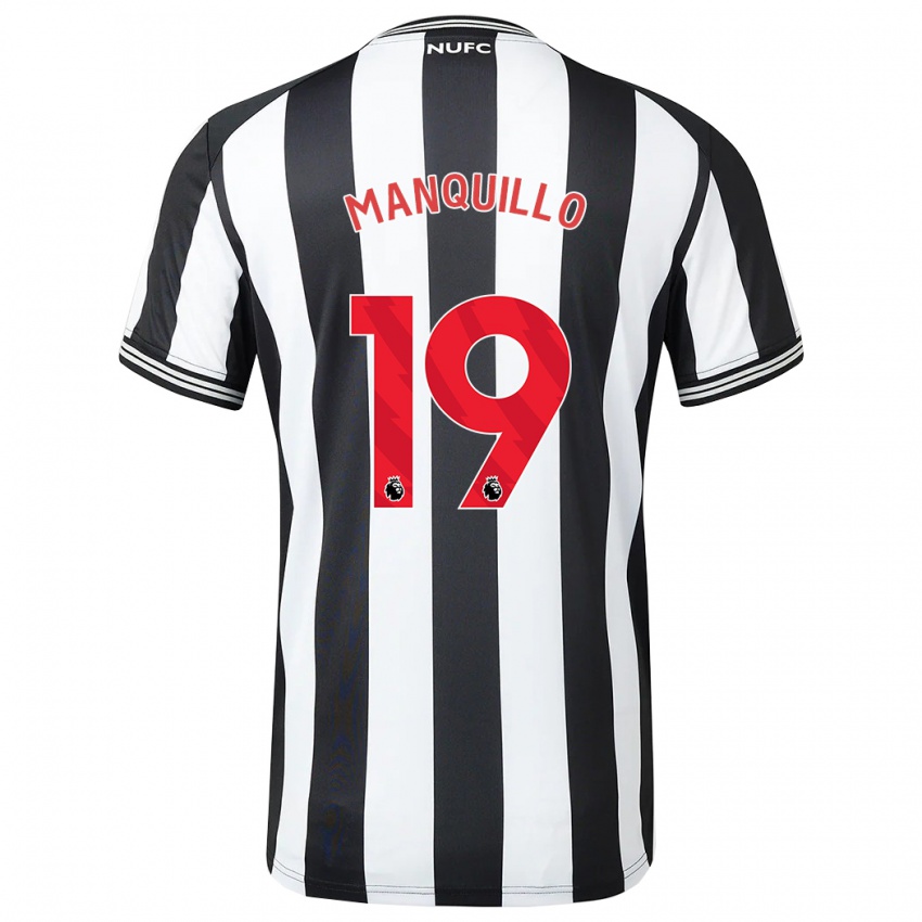 Męski Javier Manquillo #19 Czarny Biały Domowa Koszulka 2023/24 Koszulki Klubowe