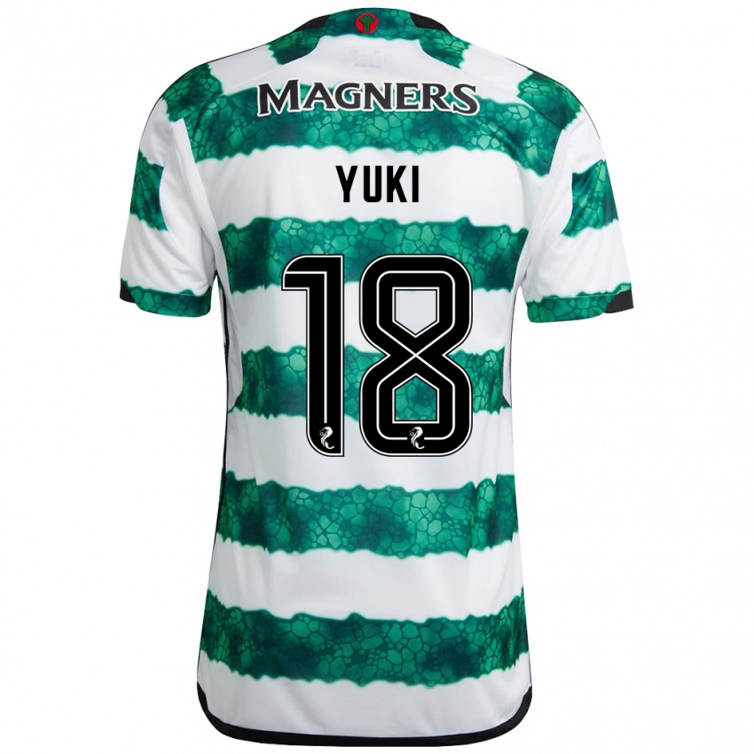 Męski Yuki Kobayashi #18 Zielony Domowa Koszulka 2023/24 Koszulki Klubowe
