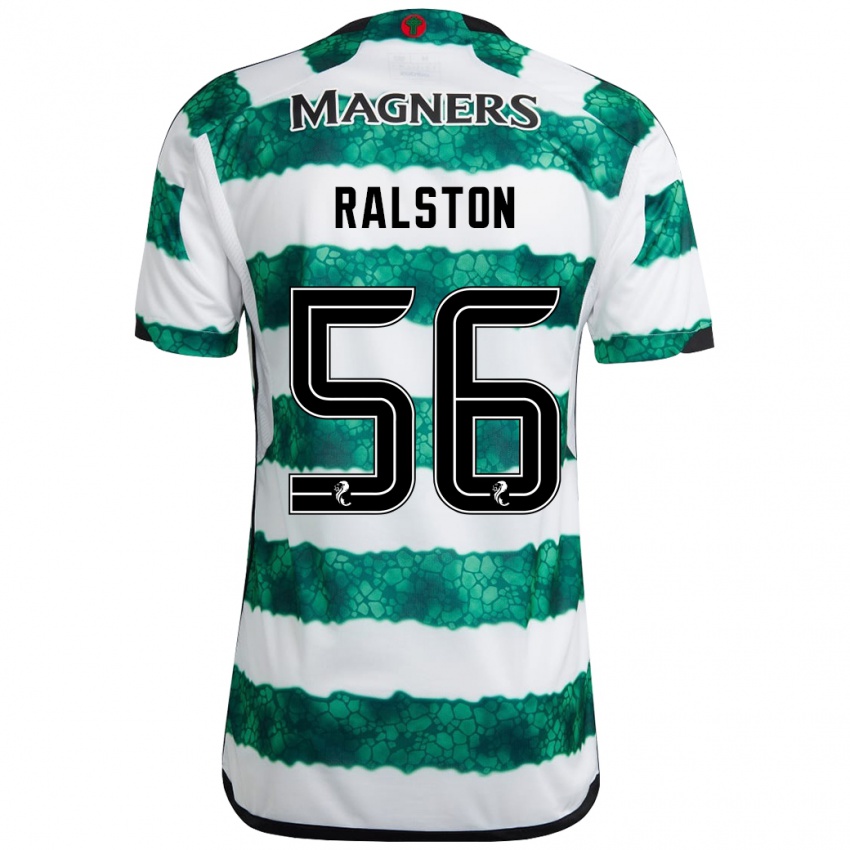 Męski Anthony Ralston #56 Zielony Domowa Koszulka 2023/24 Koszulki Klubowe