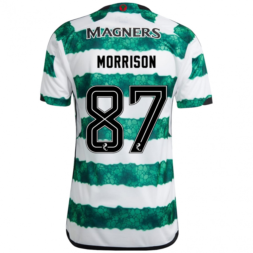 Męski Joe Morrison #87 Zielony Domowa Koszulka 2023/24 Koszulki Klubowe