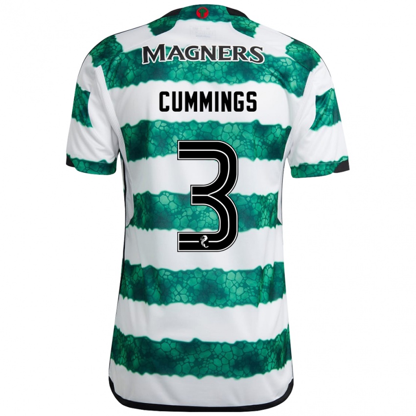 Męski Sydney Cummings #3 Zielony Domowa Koszulka 2023/24 Koszulki Klubowe