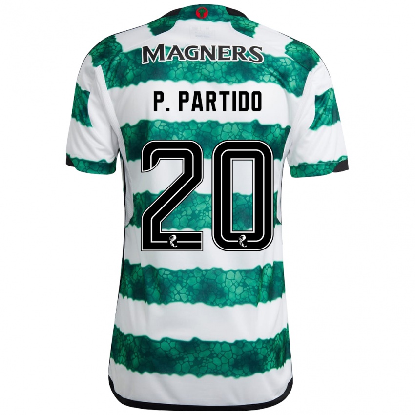 Męski Paula Partido #20 Zielony Domowa Koszulka 2023/24 Koszulki Klubowe