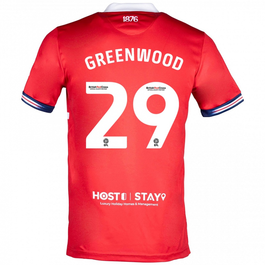 Męski Sam Greenwood #29 Czerwony Domowa Koszulka 2023/24 Koszulki Klubowe