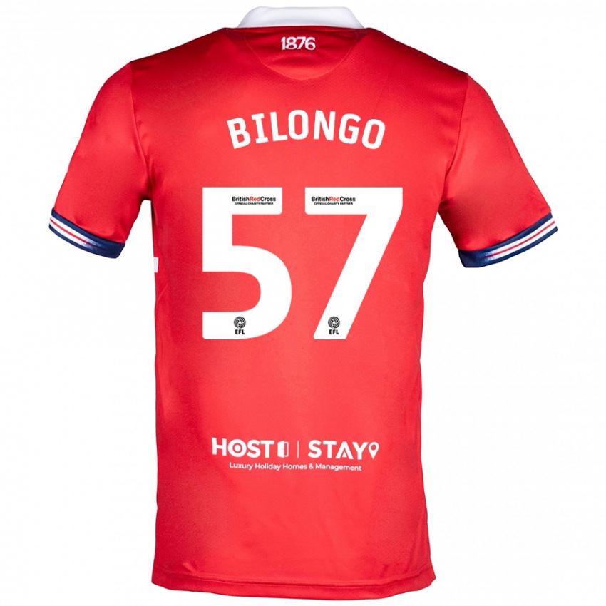 Męski Bryant Bilongo #57 Czerwony Domowa Koszulka 2023/24 Koszulki Klubowe