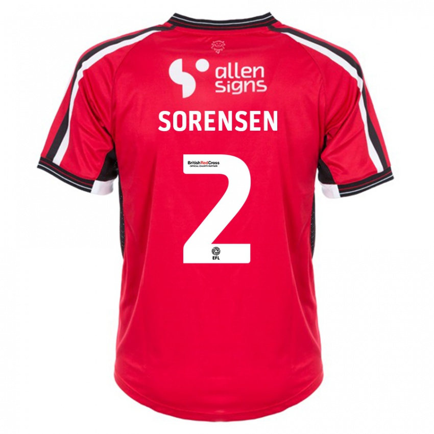 Męski Lasse Sörensen #2 Czerwony Domowa Koszulka 2023/24 Koszulki Klubowe