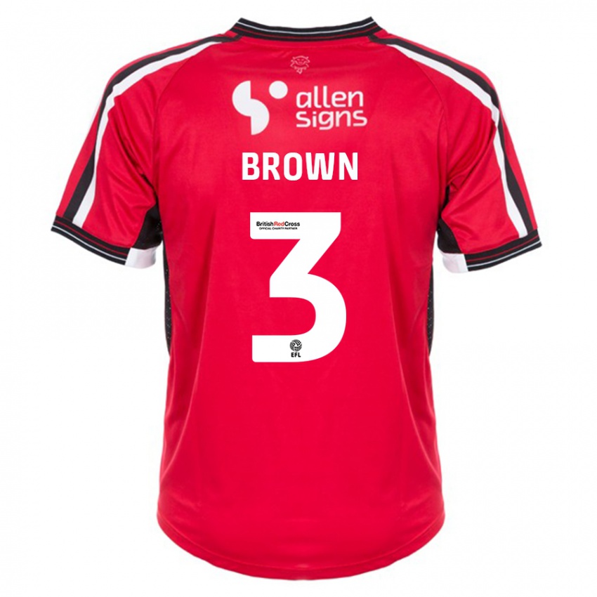 Męski Jaden Brown #3 Czerwony Domowa Koszulka 2023/24 Koszulki Klubowe