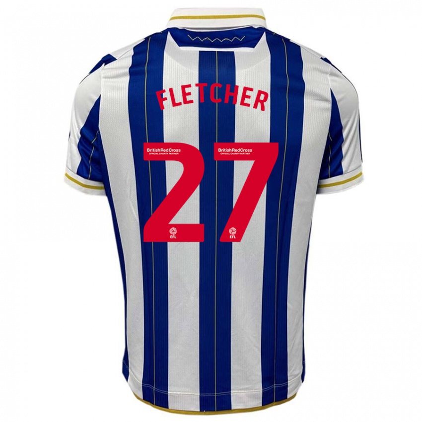 Męski Ashley Fletcher #27 Niebiesko Biały Domowa Koszulka 2023/24 Koszulki Klubowe