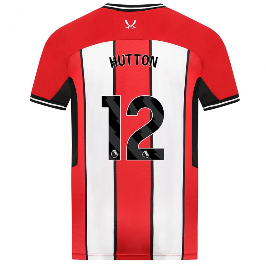 Męski Jodie Hutton #12 Czerwony Domowa Koszulka 2023/24 Koszulki Klubowe