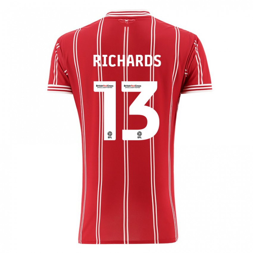 Męski Harvey Wiles-Richards #13 Czerwony Domowa Koszulka 2023/24 Koszulki Klubowe