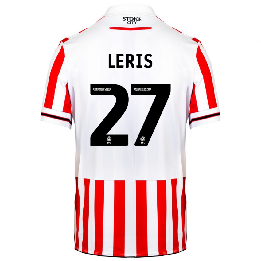 Męski Mehdi Léris #27 Czerwony Biały Domowa Koszulka 2023/24 Koszulki Klubowe