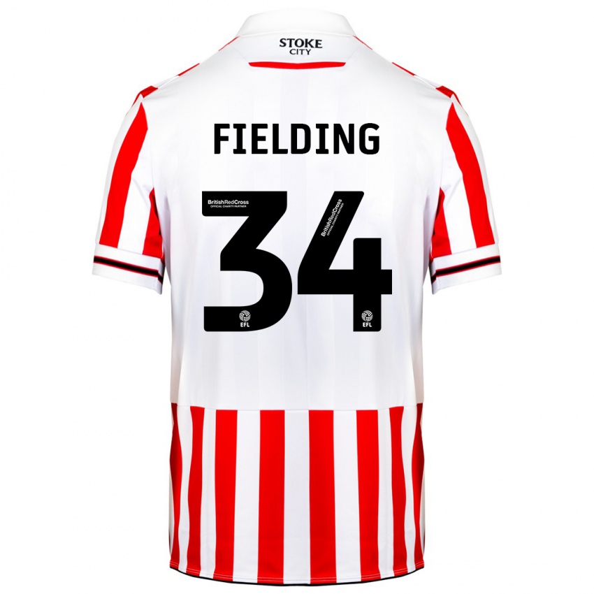 Męski Frank Fielding #34 Czerwony Biały Domowa Koszulka 2023/24 Koszulki Klubowe