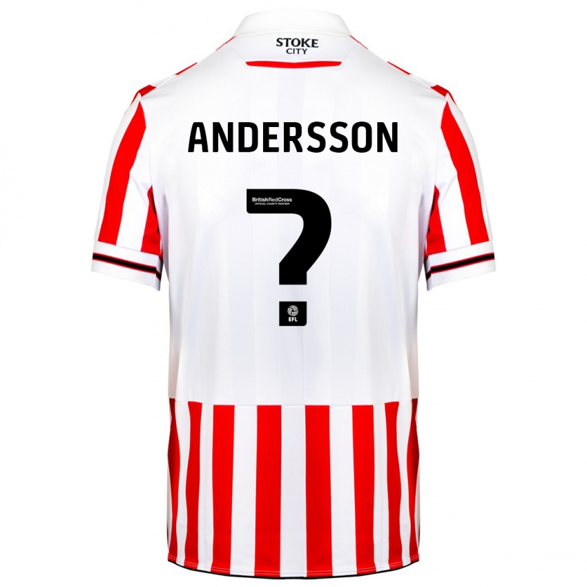 Męski Edwin Andersson #0 Czerwony Biały Domowa Koszulka 2023/24 Koszulki Klubowe