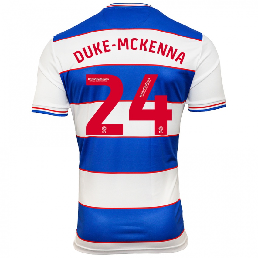 Męski Stephen Duke-Mckenna #24 Biało Niebieski Domowa Koszulka 2023/24 Koszulki Klubowe