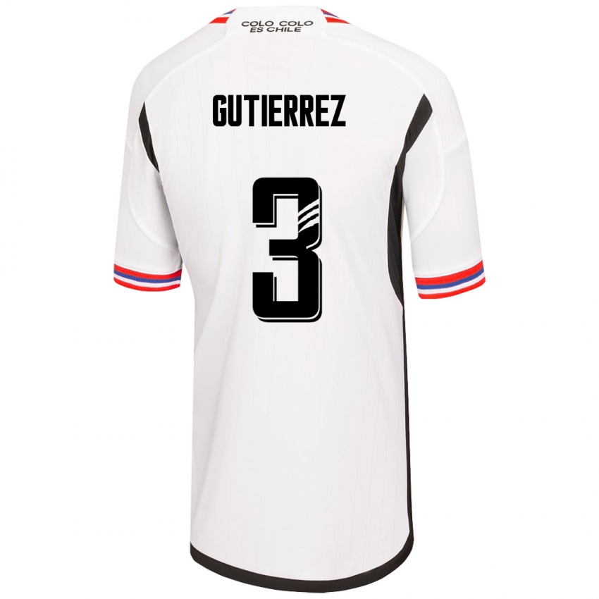 Męski Daniel Gutiérrez #3 Biały Domowa Koszulka 2023/24 Koszulki Klubowe
