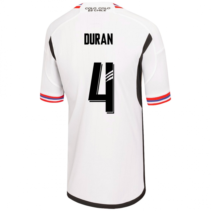 Męski Elisa Durán #4 Biały Domowa Koszulka 2023/24 Koszulki Klubowe