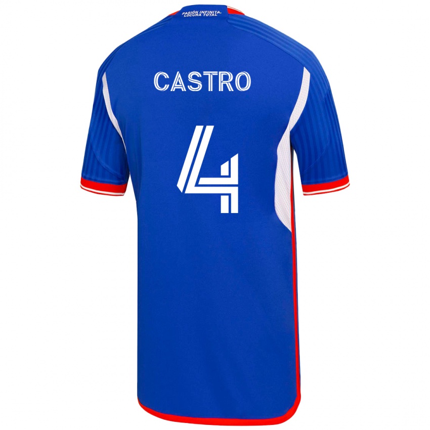 Męski José Ignacio Castro #4 Niebieski Domowa Koszulka 2023/24 Koszulki Klubowe