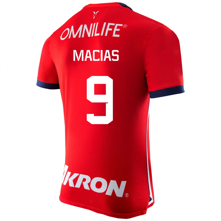 Męski José Juan Macías #9 Czerwony Domowa Koszulka 2023/24 Koszulki Klubowe