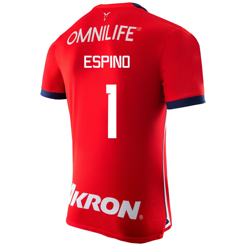 Męski Celeste Espino #1 Czerwony Domowa Koszulka 2023/24 Koszulki Klubowe