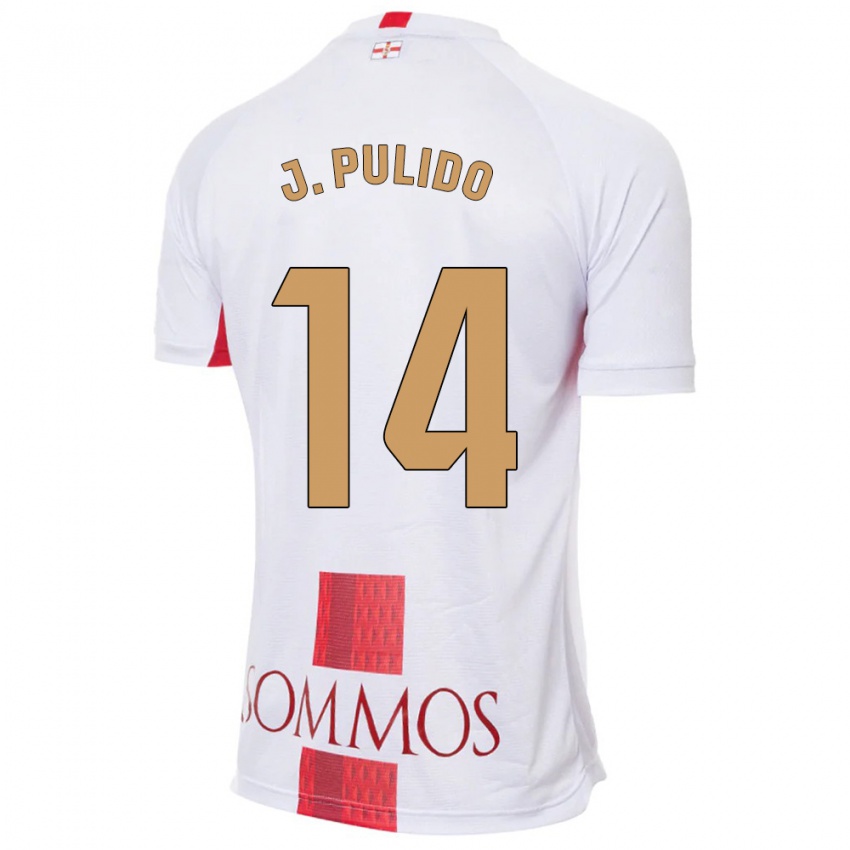 Męski Jorge Pulido #14 Biały Wyjazdowa Koszulka 2023/24 Koszulki Klubowe