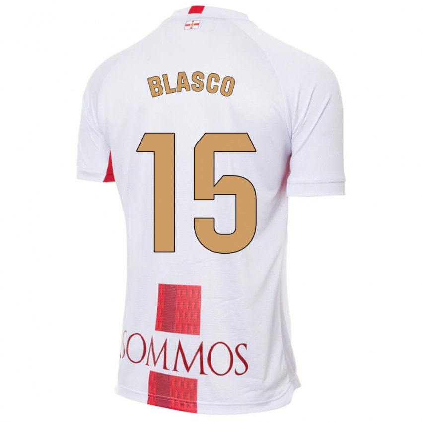Męski Jeremy Blasco #15 Biały Wyjazdowa Koszulka 2023/24 Koszulki Klubowe