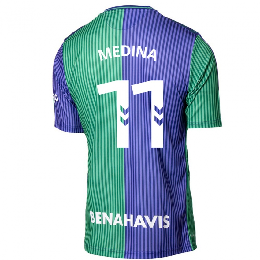 Męski Kevin Medina #11 Zielono-Niebieski Wyjazdowa Koszulka 2023/24 Koszulki Klubowe