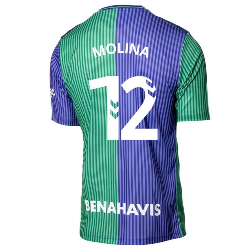 Męski Manu Molina #12 Zielono-Niebieski Wyjazdowa Koszulka 2023/24 Koszulki Klubowe