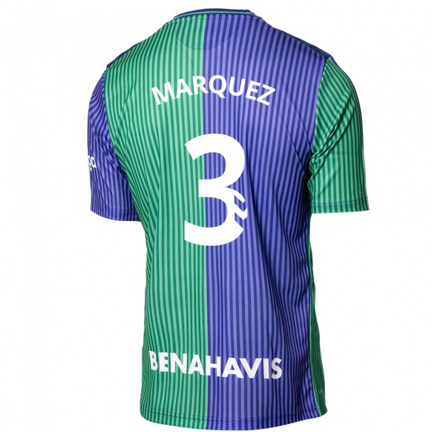Męski David Márquez #3 Zielono-Niebieski Wyjazdowa Koszulka 2023/24 Koszulki Klubowe