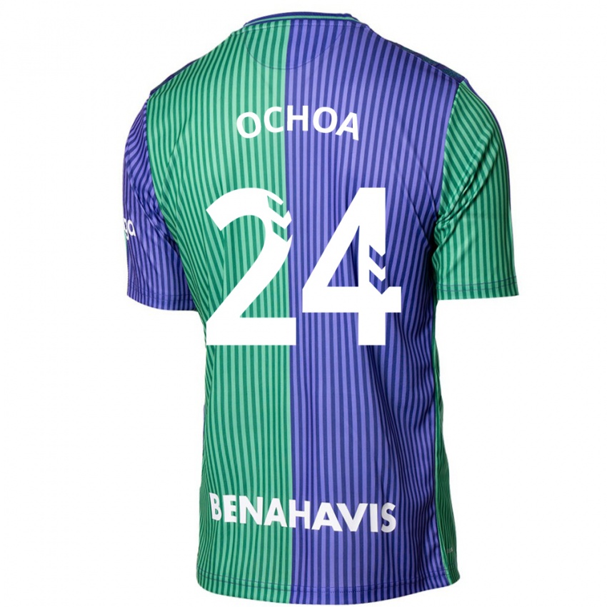 Męski Aarón Ochoa #24 Zielono-Niebieski Wyjazdowa Koszulka 2023/24 Koszulki Klubowe