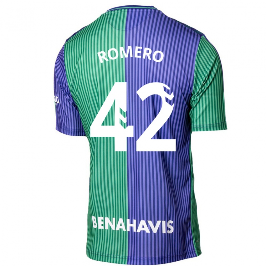 Męski Andrea Romero #42 Zielono-Niebieski Wyjazdowa Koszulka 2023/24 Koszulki Klubowe