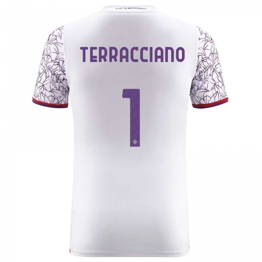Męski Pietro Terracciano #1 Biały Wyjazdowa Koszulka 2023/24 Koszulki Klubowe