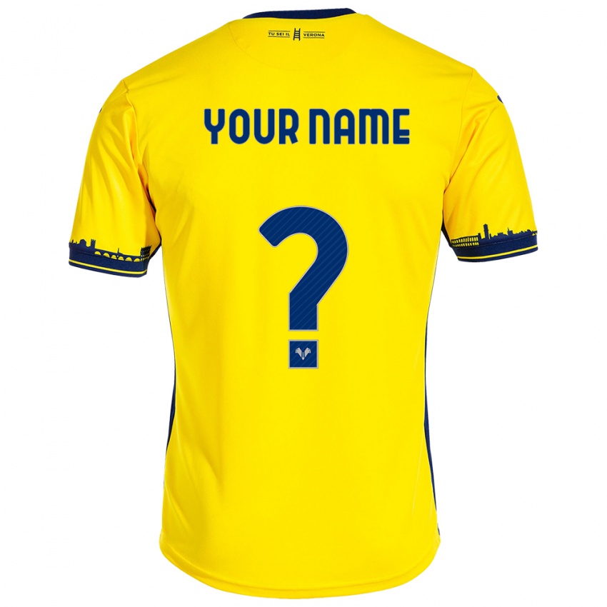 Męski Twoje Imię #0 Żółty Wyjazdowa Koszulka 2023/24 Koszulki Klubowe