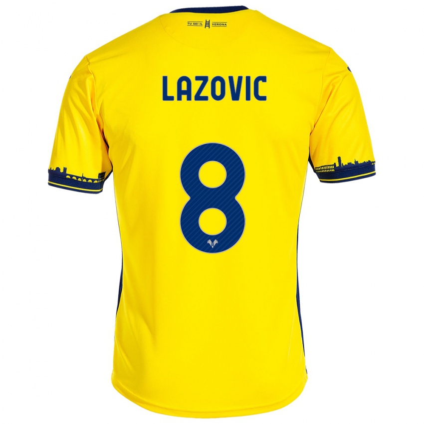 Męski Darko Lazović #8 Żółty Wyjazdowa Koszulka 2023/24 Koszulki Klubowe