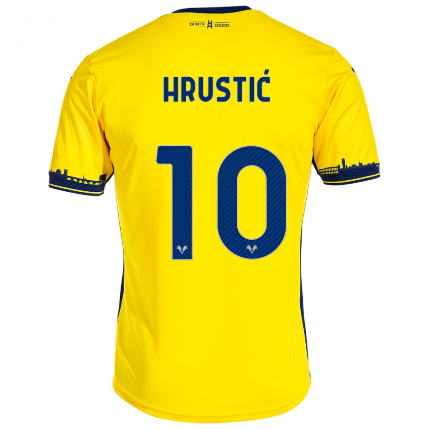 Męski Ajdin Hrustic #10 Żółty Wyjazdowa Koszulka 2023/24 Koszulki Klubowe