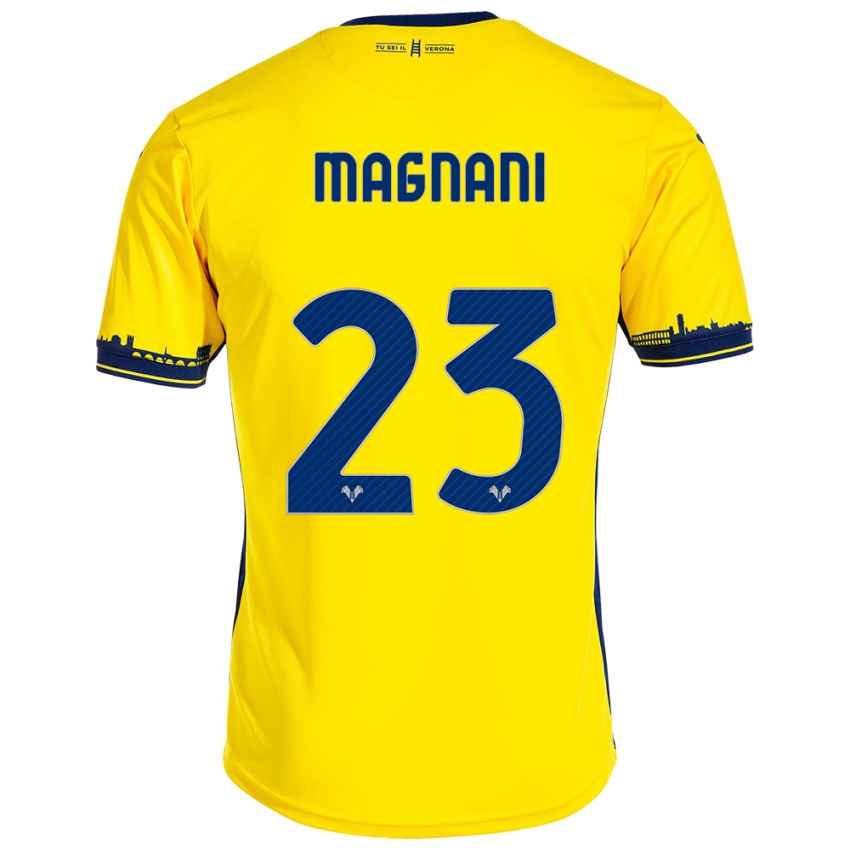 Męski Giangiacomo Magnani #23 Żółty Wyjazdowa Koszulka 2023/24 Koszulki Klubowe