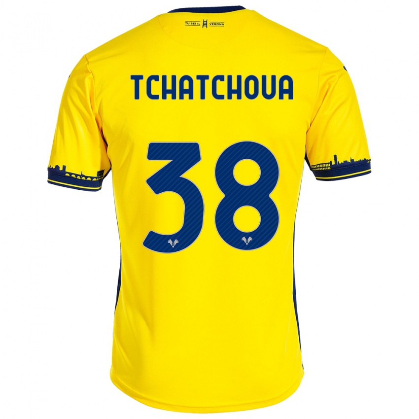 Męski Jackson Tchatchoua #38 Żółty Wyjazdowa Koszulka 2023/24 Koszulki Klubowe