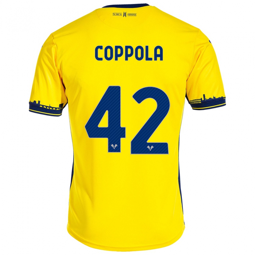 Męski Diego Coppola #42 Żółty Wyjazdowa Koszulka 2023/24 Koszulki Klubowe